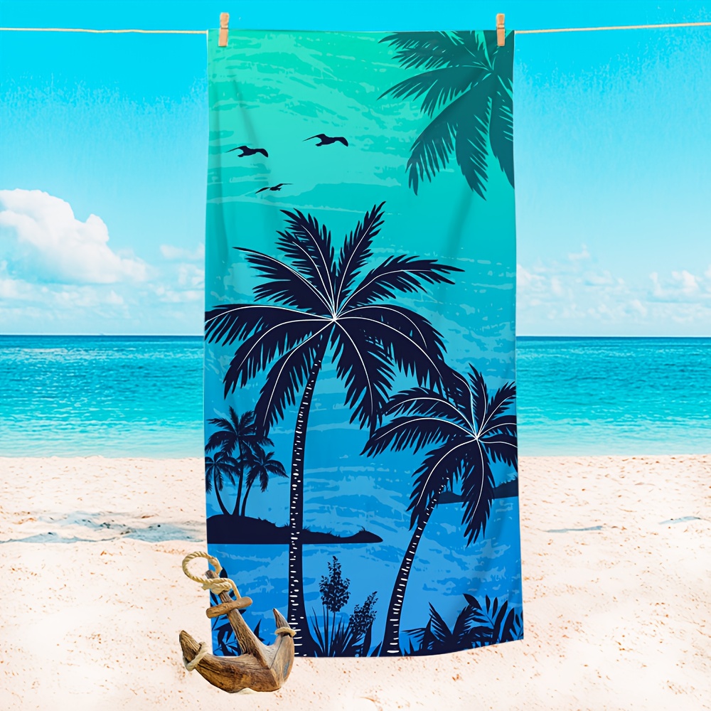 Image of Quick-dry Microfiber Beach Towel With Coconut - , Absorbent & Portable For Sports And Travel