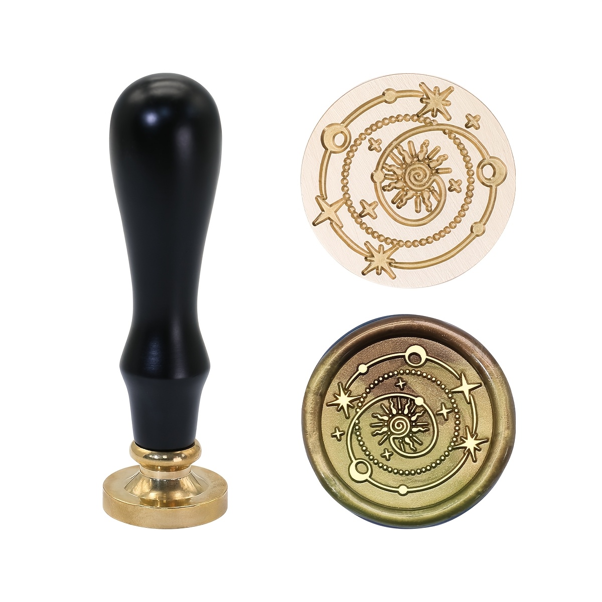 TEMU Starry Sky Trees Series Wax Seal Stamp Set, 1 Set Including A Handle + 25mm Stamp Head - Perfectly Suitable For Love Letters, Invitations,