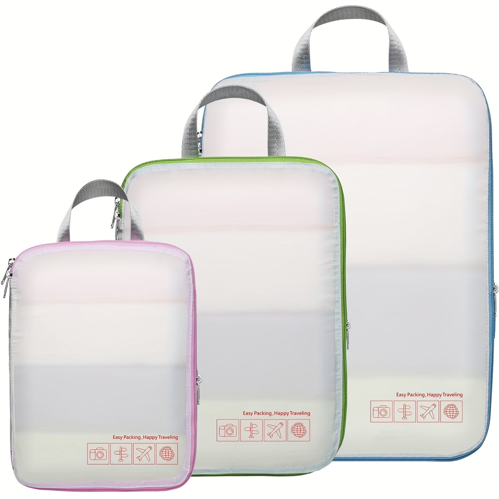 

3-piece Travel Packing Cubes Set, Nylon Versatile Packaging Cubes For Travel Use