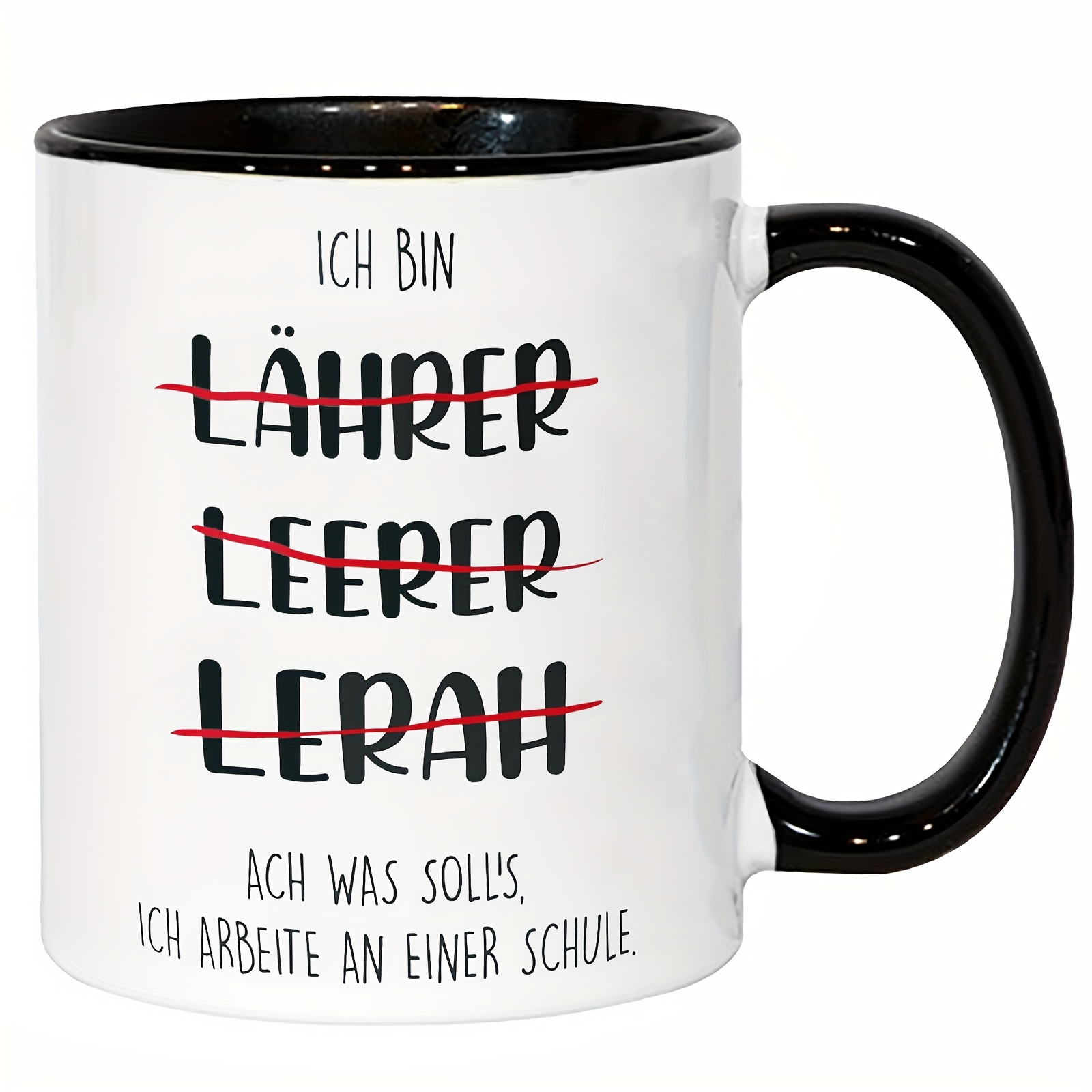 A Humorous 11-ounce Ceramic Coffee Mug For German Teachers - A Reusable,, White And With Fun Phrases, Making It An For Schools And A Perfect Birthday Gift