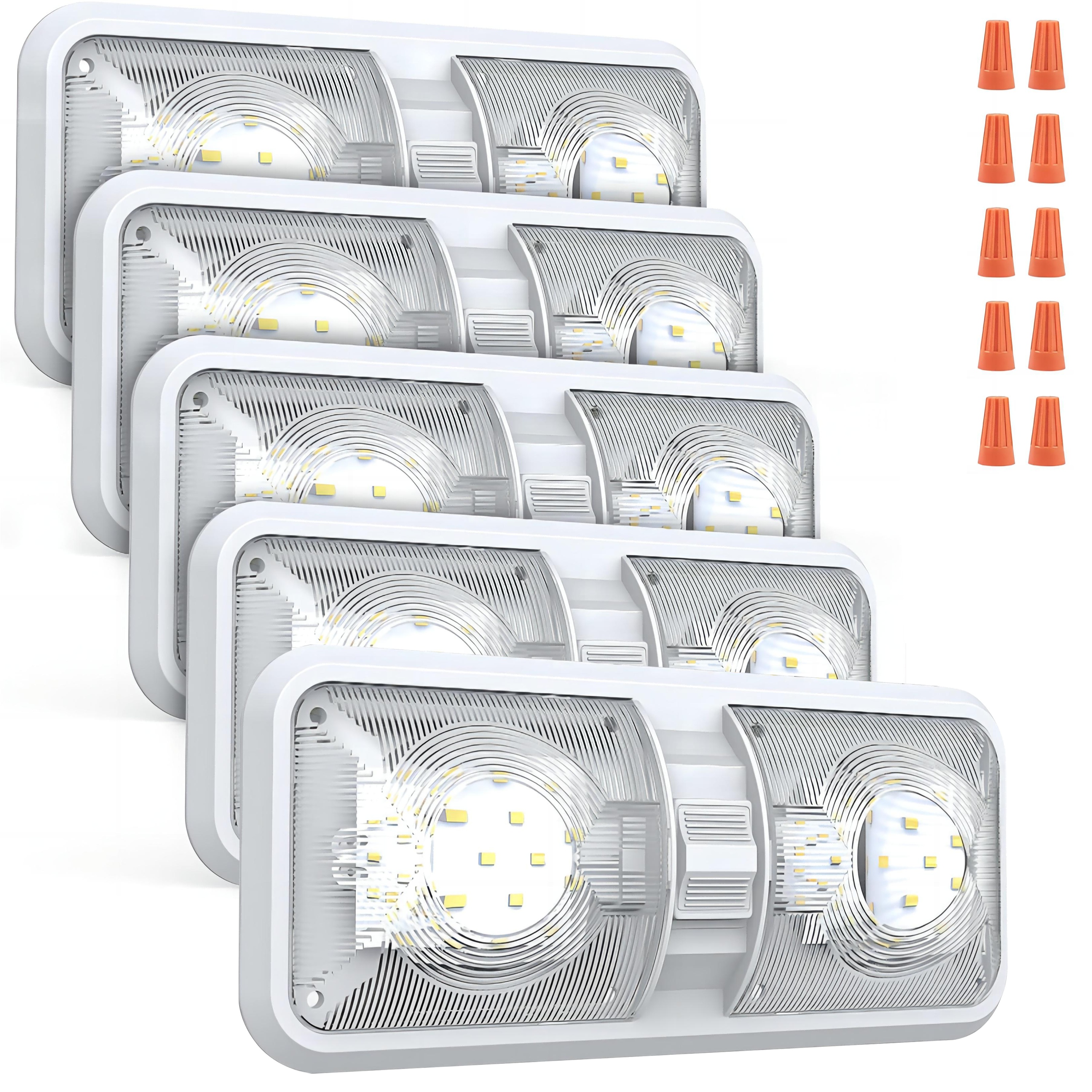 

1/2/5pcs Rv Interior Lights, 12v Led Lights 700lm, 8w Camping Lights, Rv Ceiling Double Dome Lights With Switches For Rv/camper/car/trailer/boat, Natural White