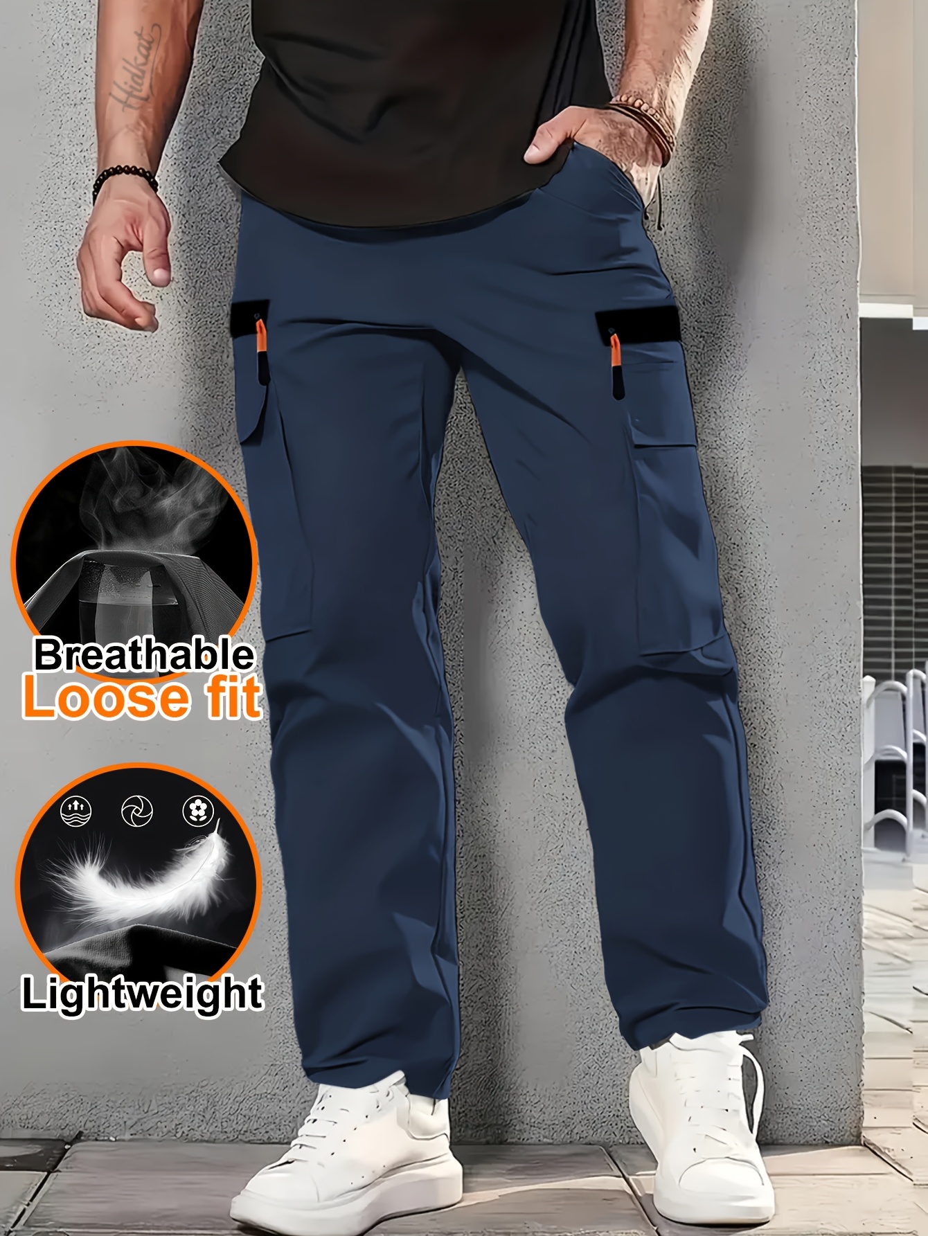 Men's Outdoor Loose Cargo Pants with Multiple Pockets
