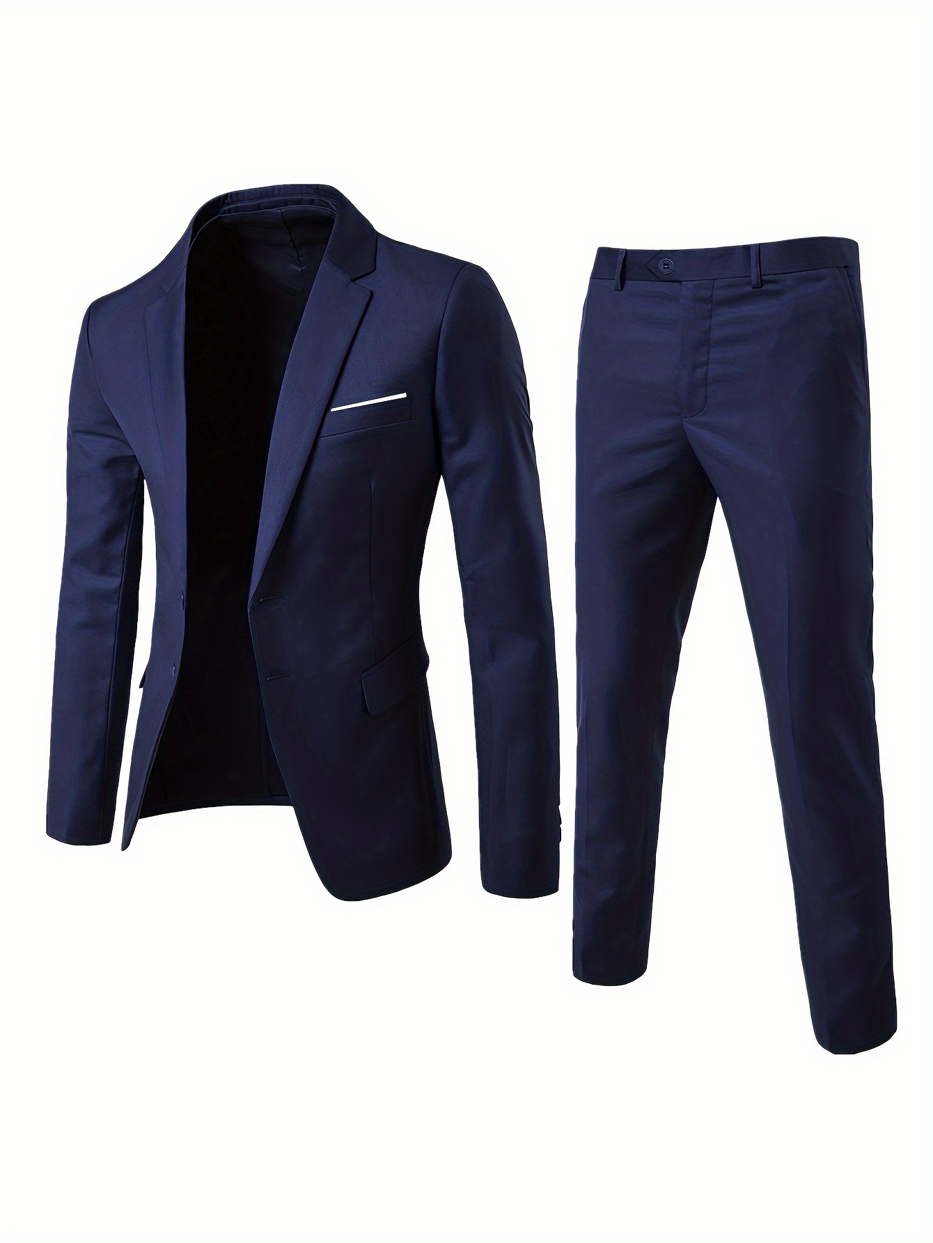 Férfi 2 részes öltönykészlet, üzleti öltöny, tömör kétgombos hajtóka Classic Blazer Plus öltöny nadrág, alkalmi üzleti stílusú formális öltözék