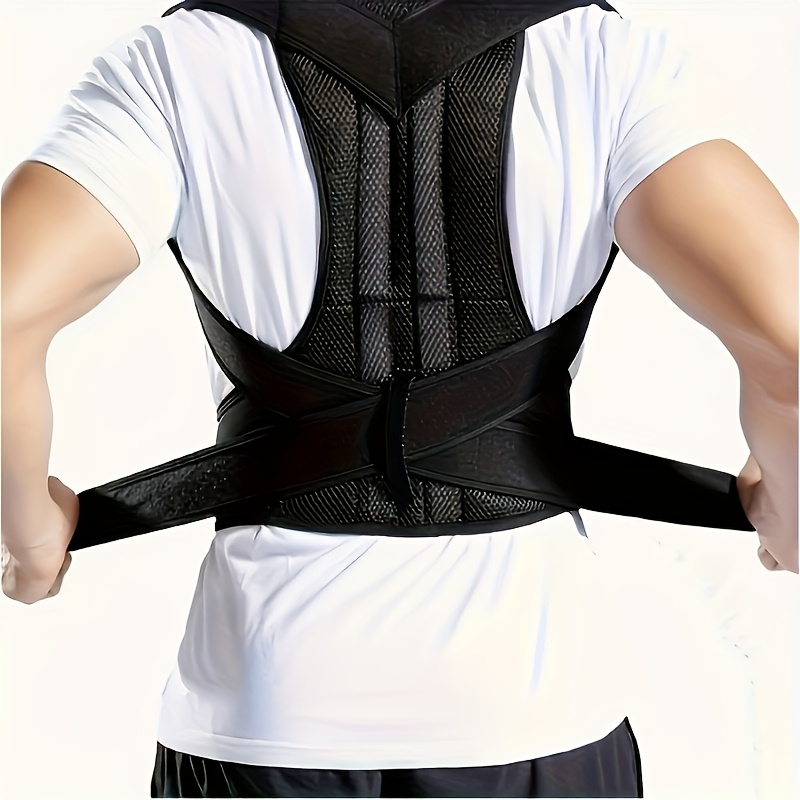 1 pieza, corrector de postura ergonómico negro para adultos, cinturón de soporte invisible con correas de hombro ajustables y soporte lumbar, diseño cómodo y transpirable, adecuado para uso diario.