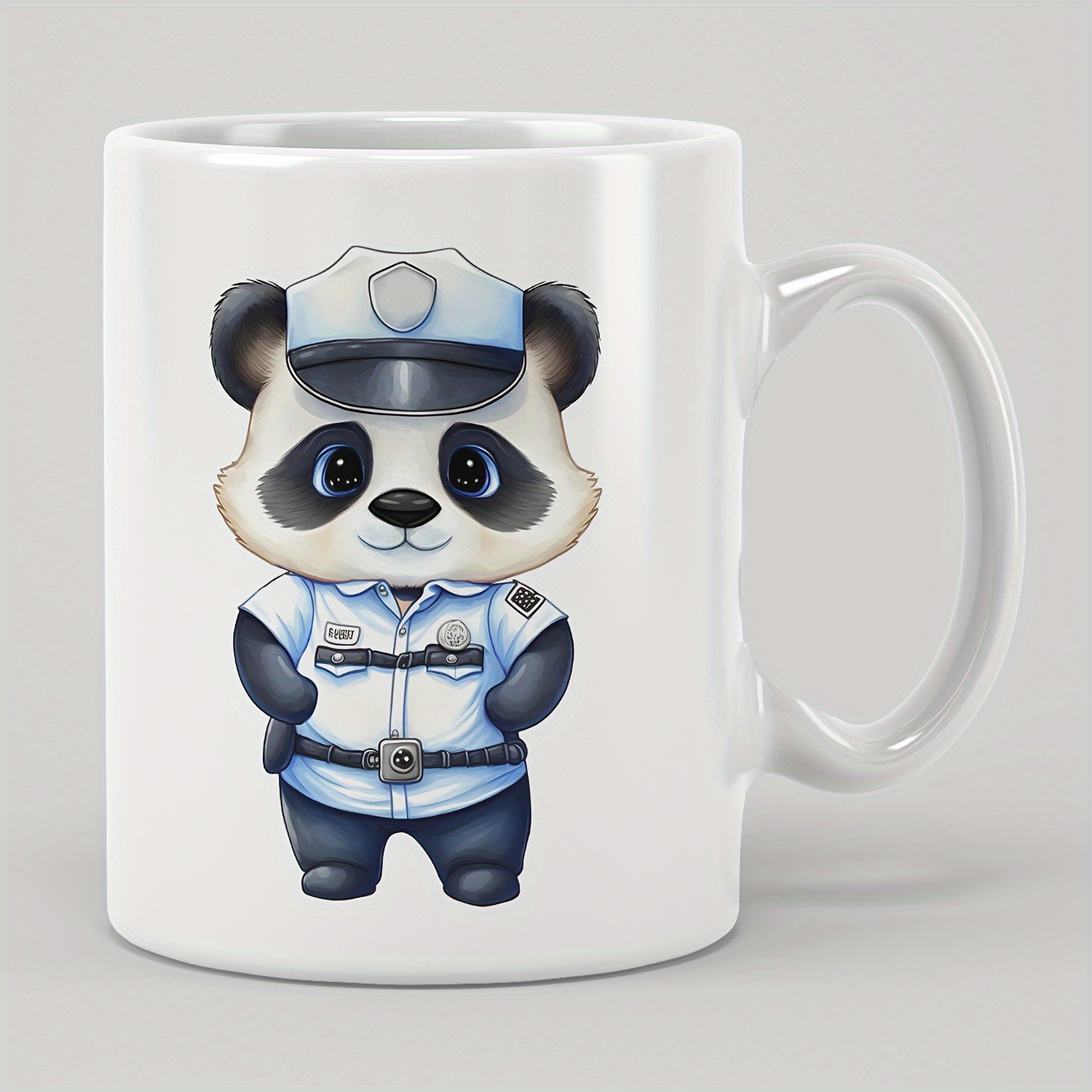 

1pc Panda Police Mug For Cafe - 11oz Ceramic Coffee/tea Cup Suitable For Men And Women - Perfect Birthday, Mother's Day, Father's Day, Holiday Gift