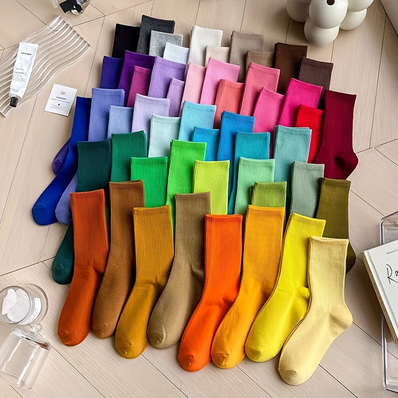 

Spring/autumn/winter Models 6 Pairs/10 Pairs/ Socks Macaron Candy Solid Color Dance Practice Heaping Mid-calf Socks