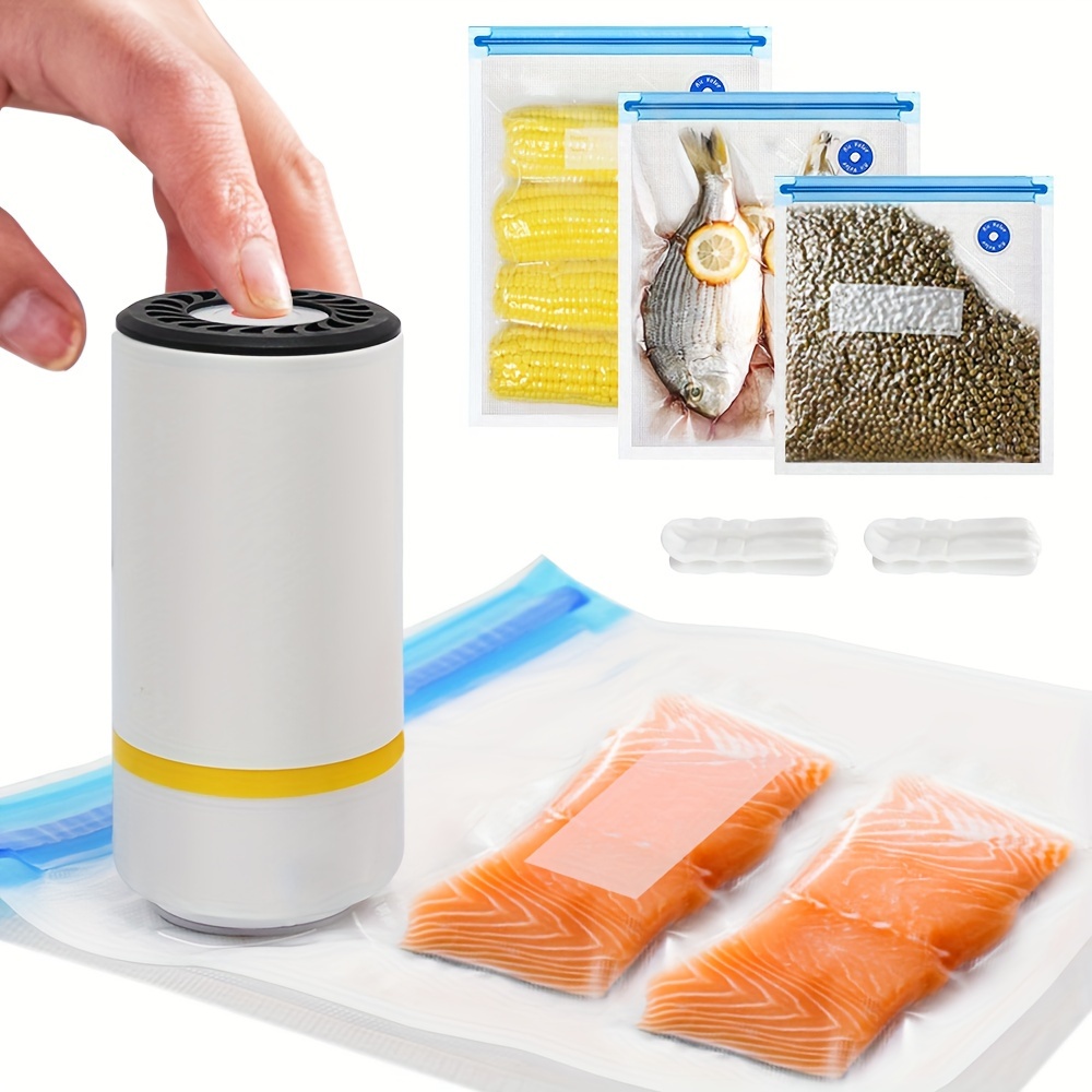 A mini electric vacuum sealing machine and 15PCS/22 PCS of food vacuum  storage bags, handheld mini electric vacuum, sizes of food sealing bags,  and