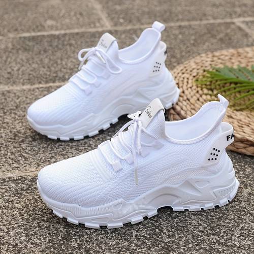 affordable womens fashion solid color lace up sneakers summer mesh breathable outdoor running shoes low top comfortable thick soled plus size womens shoes women shoes