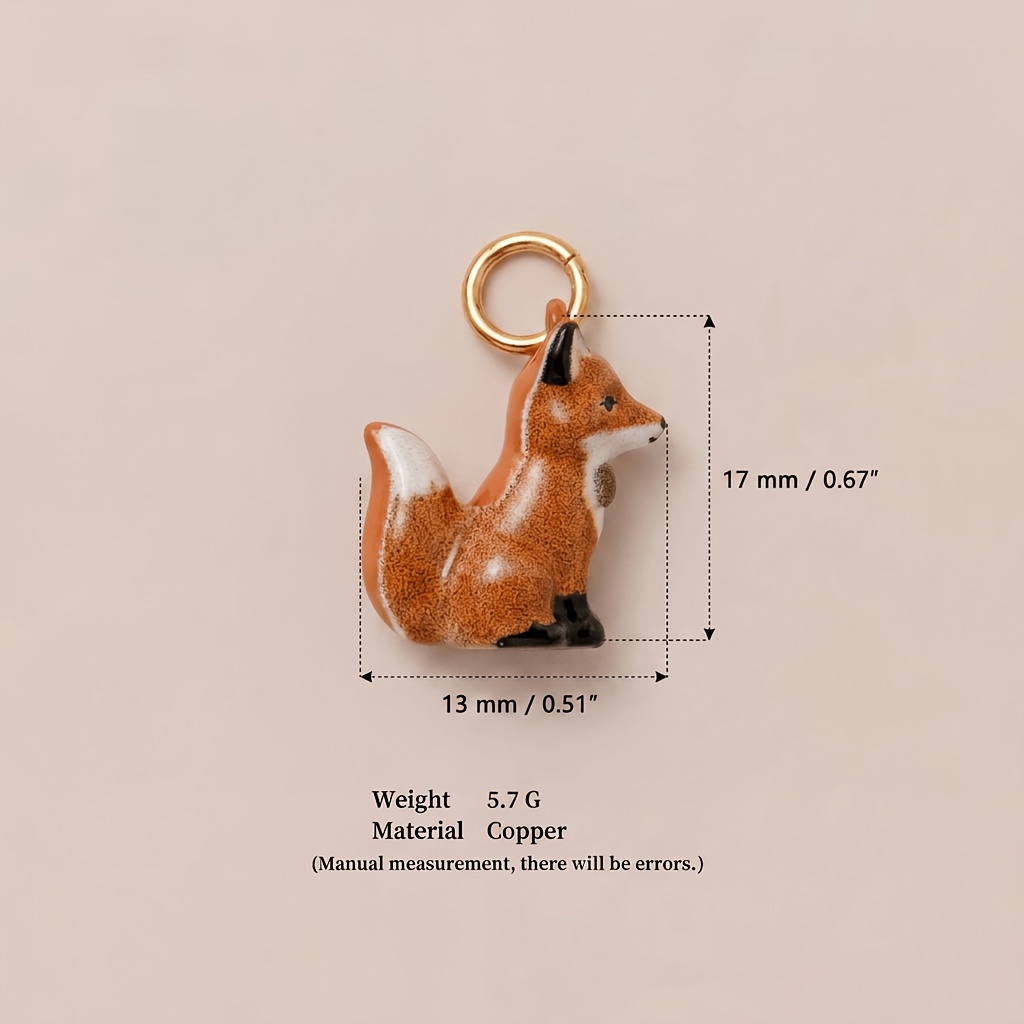 TEMU 1pc Retro Painted Forest Small Animal Drip Oil Pendant Raccoon Fox Deer Hedgehog Bear Owl Cartoon Animal Pendant Christmas Halloween Men And