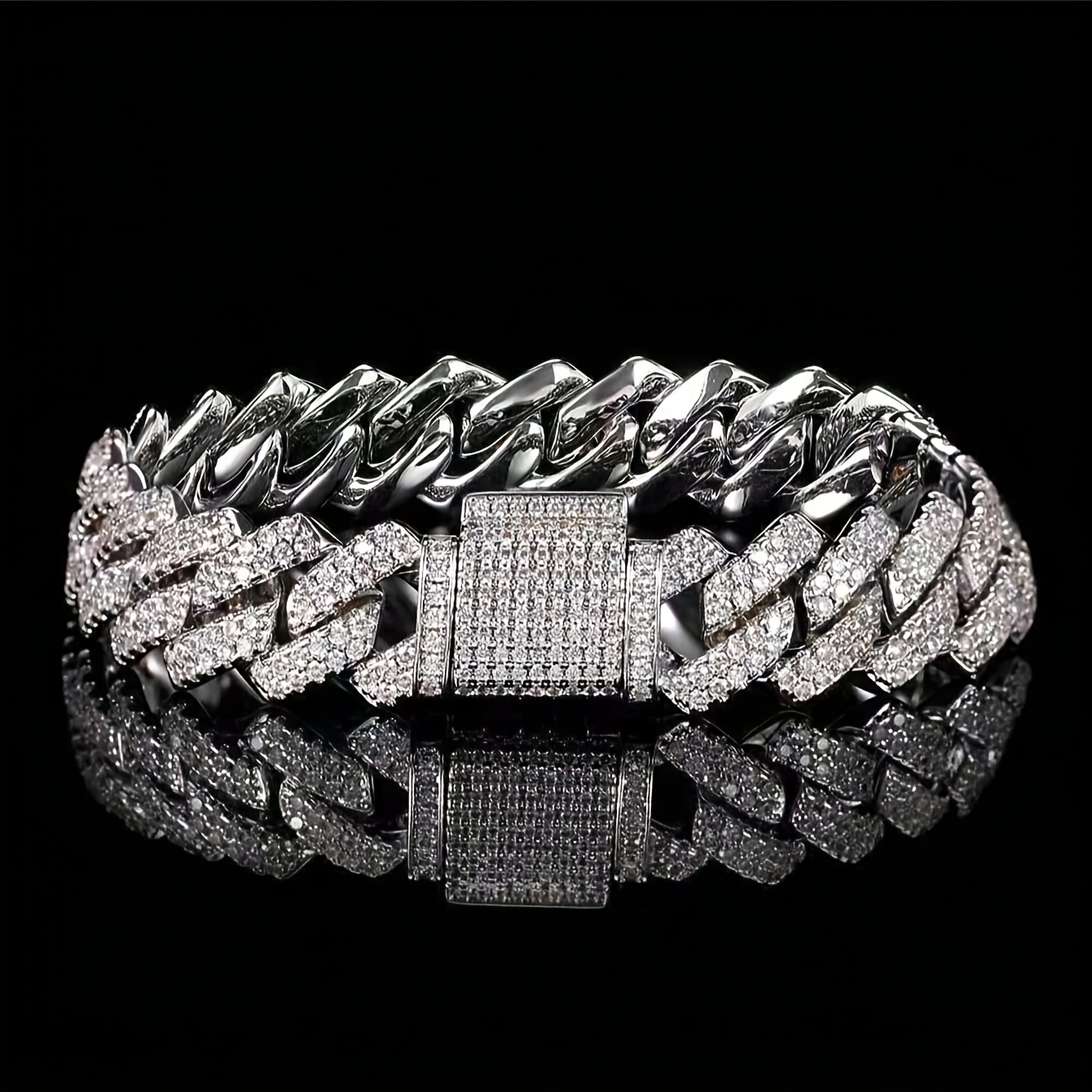 TEMU 1pc Bracelet Hip Hop Tendance et Décontracté, Bracelet Chaîne Cubaine Polyvalent, Bracelet Bar, Idéal pour les Fêtes, les Musicales et les Bal