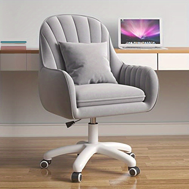 TEMU Computer Chair Home Office Chair Adjustable Height Velvet Makeup Chair 5-wheel Task Chair Easy Assembly Black White Pink Gray Fashion