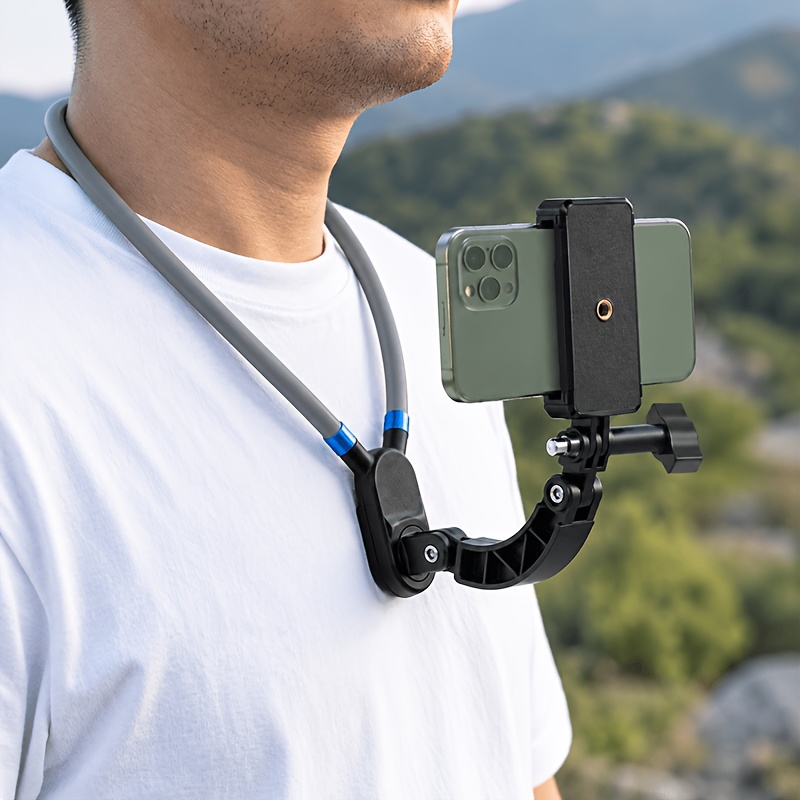 TEMU Neck-worn Phone Mount, Adjustable First-person View Video Camera Mount, Wearable Chest Phone Clip, Suitable For Vlogging, Hiking, Cooking,