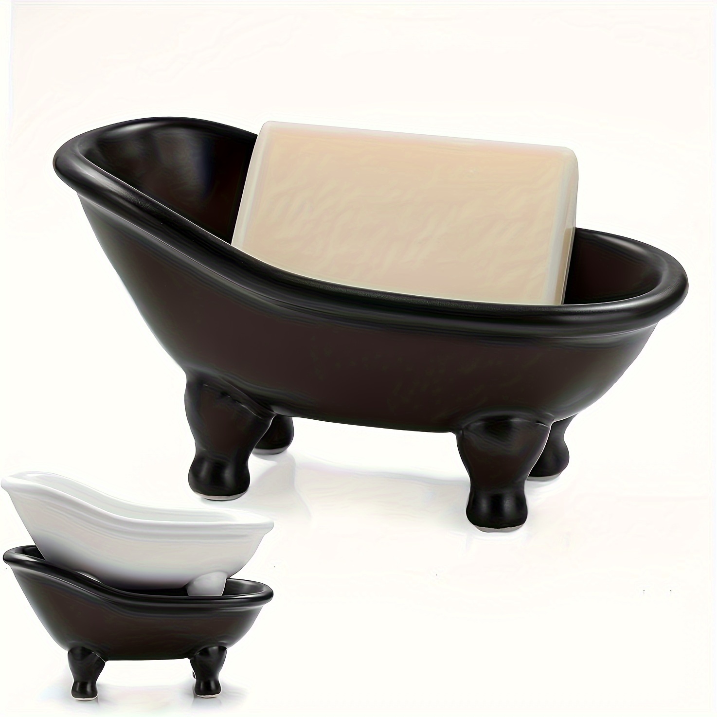 

Elegant Oval Ceramic Soap Dish - Self-draining, Easy Clean, Soap Dry -