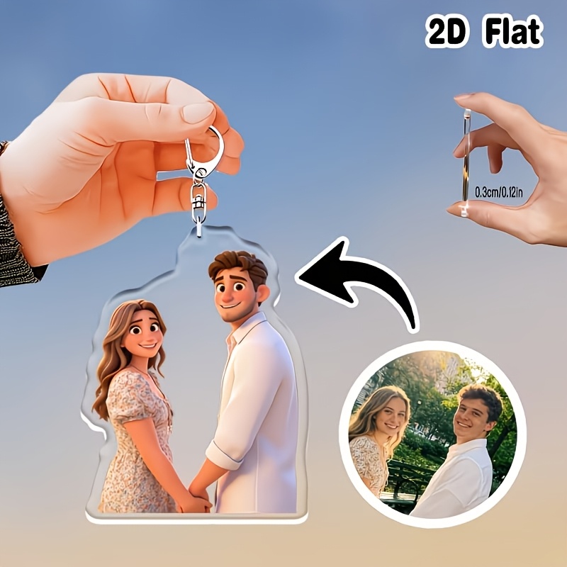 E-shop 2D Flat - 2D Ebene Benutzerdefinierter Foto-Schlüsselanhänger - Du kannst persönliche Fotos hochladen, um niedliche Cartoon-Schlüsselanhänger zu
