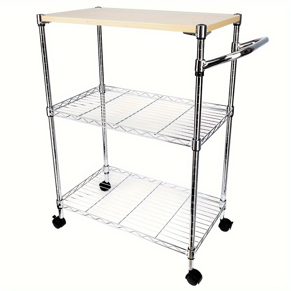 

3-tier Rolling Kitchen Trolley Cart Steel Island Storage Utility Service Dining