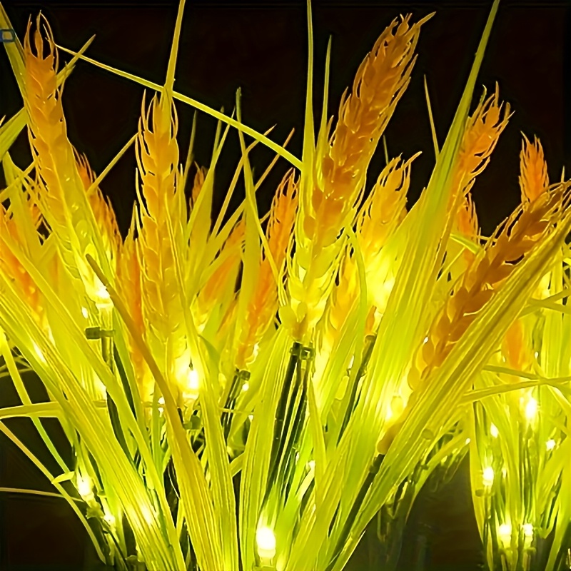 1 pack 7 wheat lights outdoor off solar with 7 plug and play wheat   for pathway   decoration plastic wheat   lights suitable for lawn harvest Product details 4