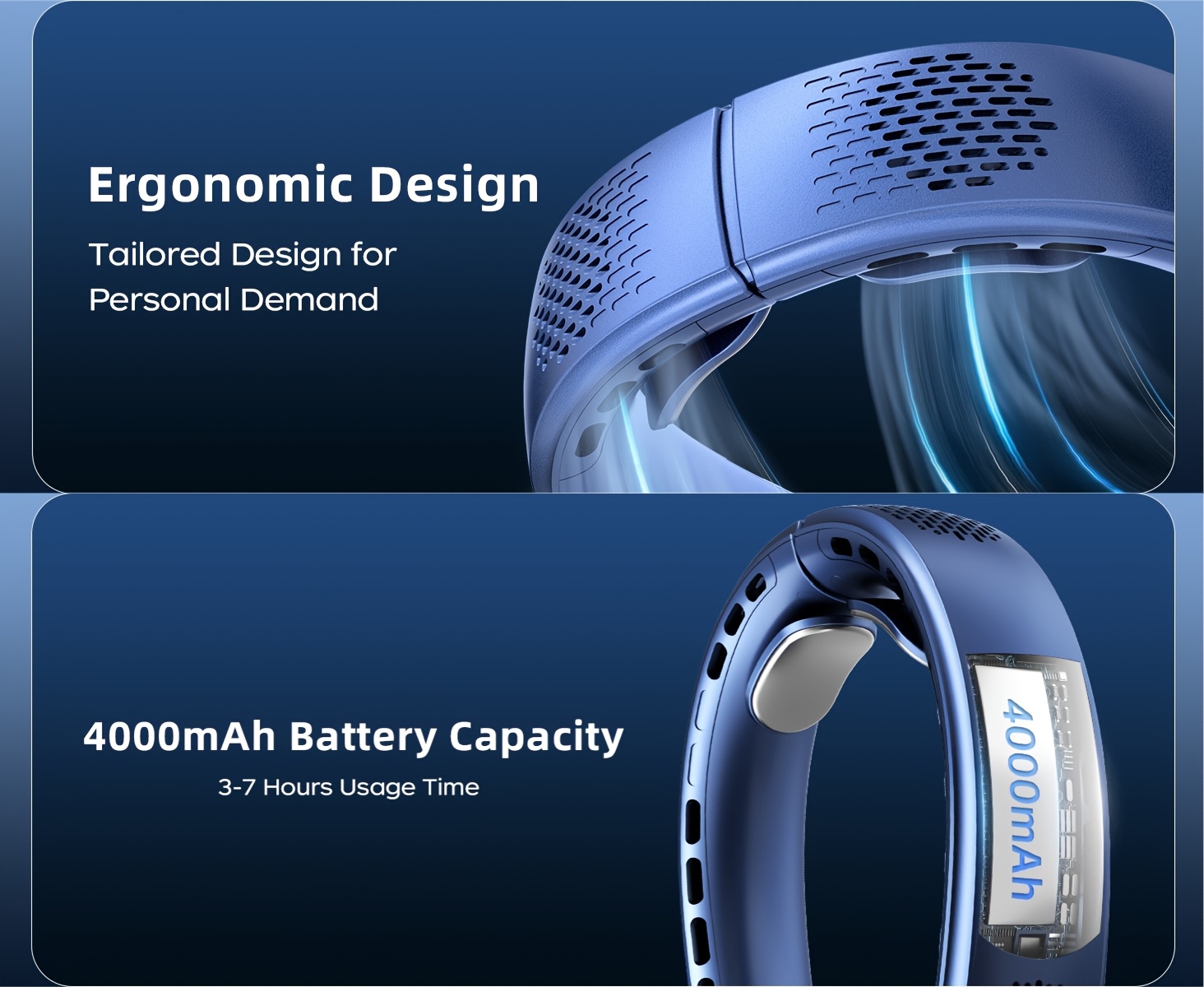 Advanced Wearable Neck Fan Pro - 360° Surround Cooling Technology, 3 Wind Modes (Natural/Turbo/Sleep), Real-Time LED Display for Battery & Speed, Ergonomic Flexible Neckband, No-Blade Safe Design, Perfect for Travel & Daily Use.