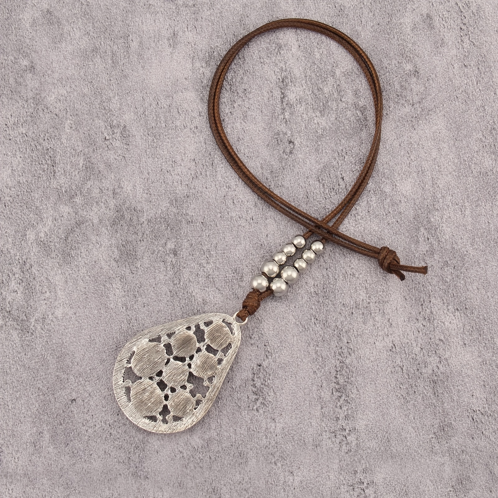 Unisex Bohemian Multi-Colored Stone Teardrop Pendant Necklace