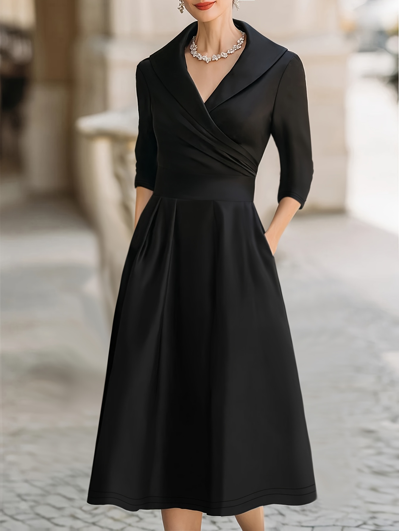 women black dress for funeral sold on Temu Mexico