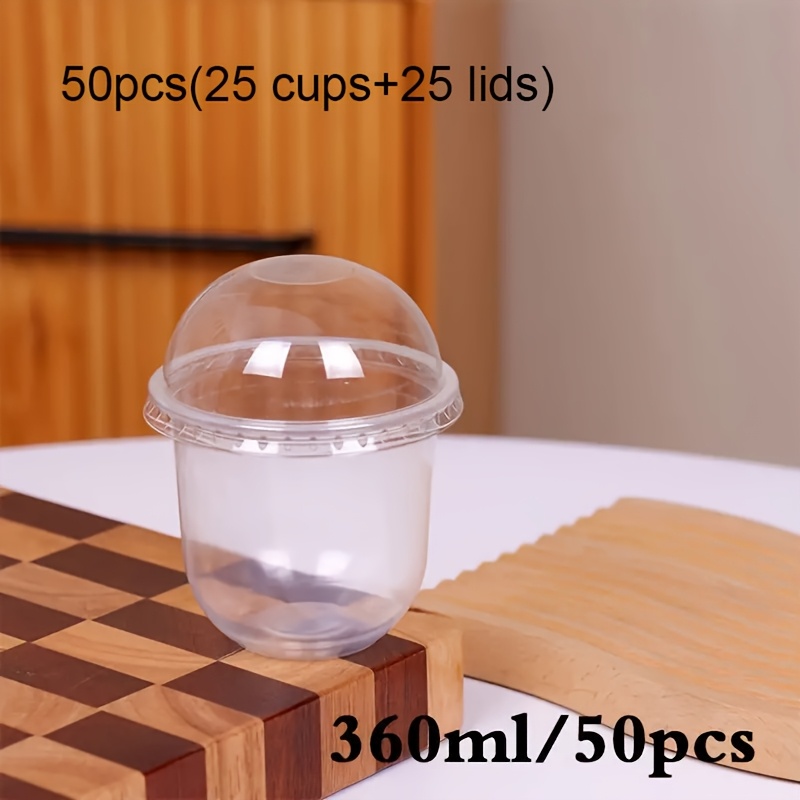 50pcs 16oz 12oz 9oz 250ml clear plastic cups dome lids - Temu