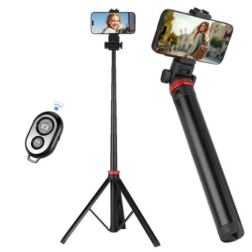 83 5 inch mobile phone tripod with remote control adjustable retractable height high end tripod bracket and travel tripod suitable for iphone 17 15 14 etc camera live broadcast and short video platforms