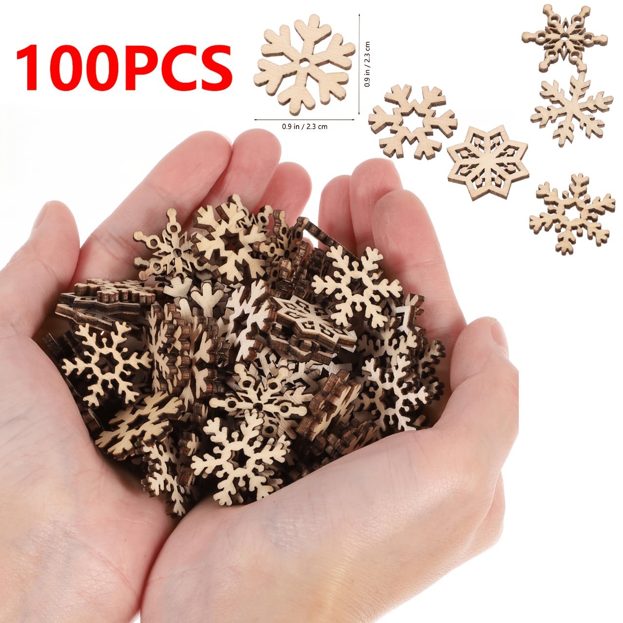 TEMU 100/200 pz Ornamenti assortiti a forma di di in legno, 6 stili in totale, Decorazioni a forma di di in legno, natalizia a ritaglio di carta a