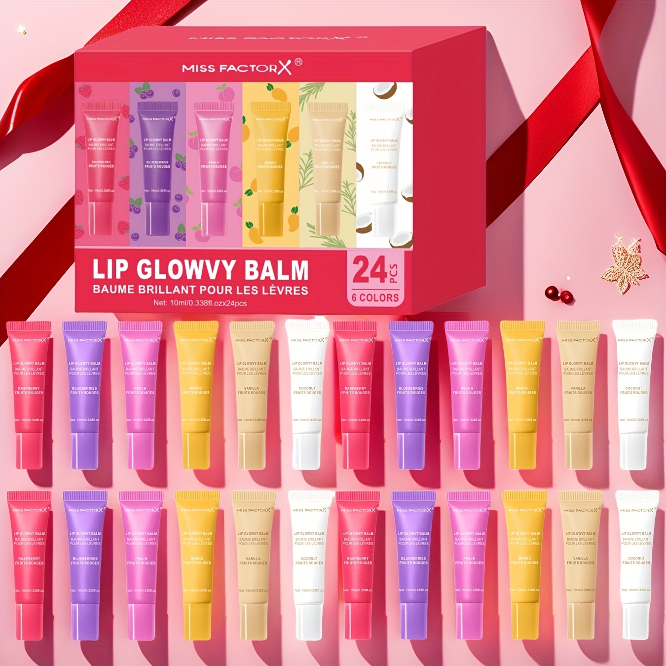24pcs/Box 6 Flavors Moisturizing Lip Gloss - Nourishing, Non-Greasy, Long-Lasting Shine for Dry Lips, Women'S High-End Gift Set - Image 12