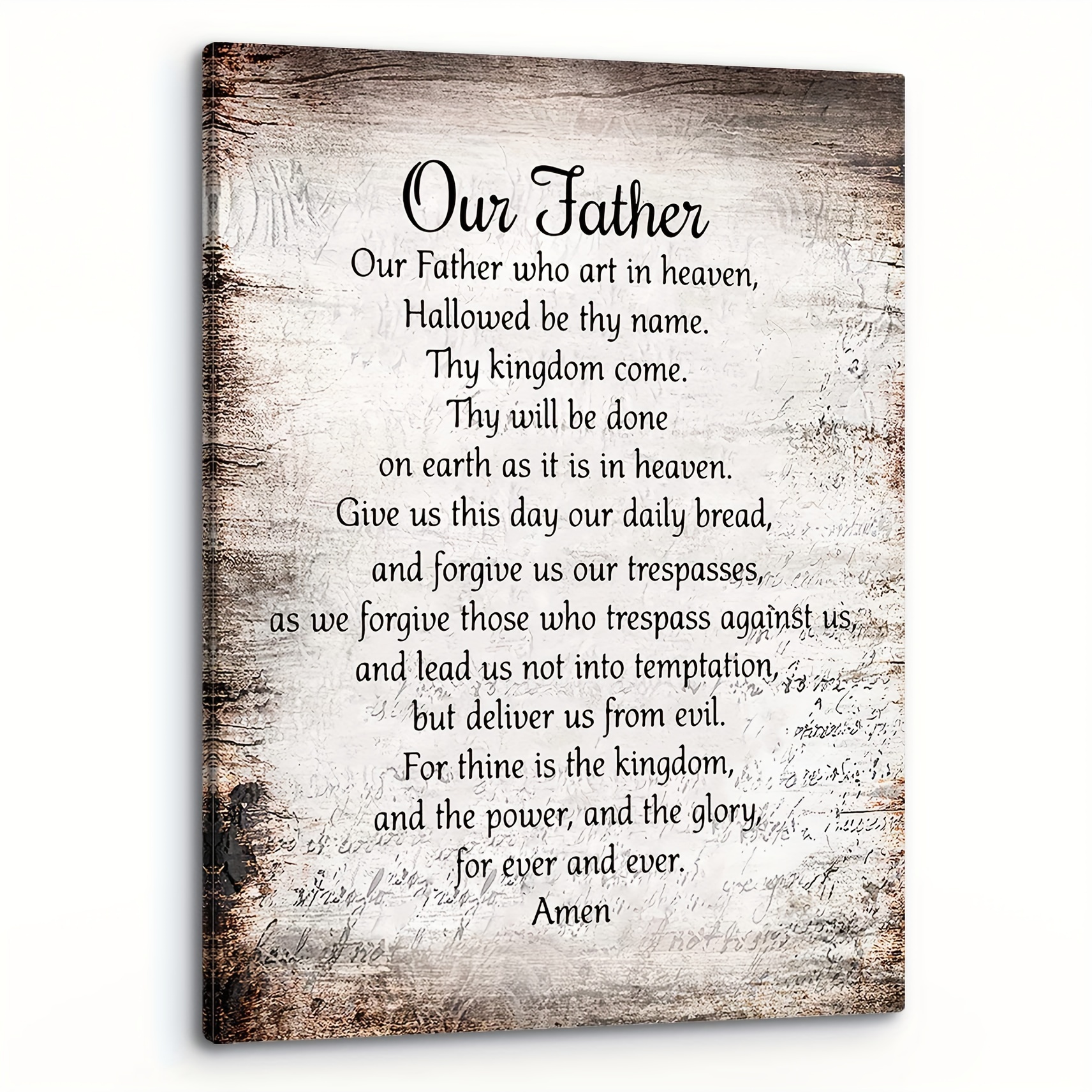 TEMU [2d Flat] 1pc Inspirational "our Father" Wall Art - Wooden Framed Canvas Print With Scripture Quote, Ready To Hang 11.8x15.7 Inch, Home, Office,