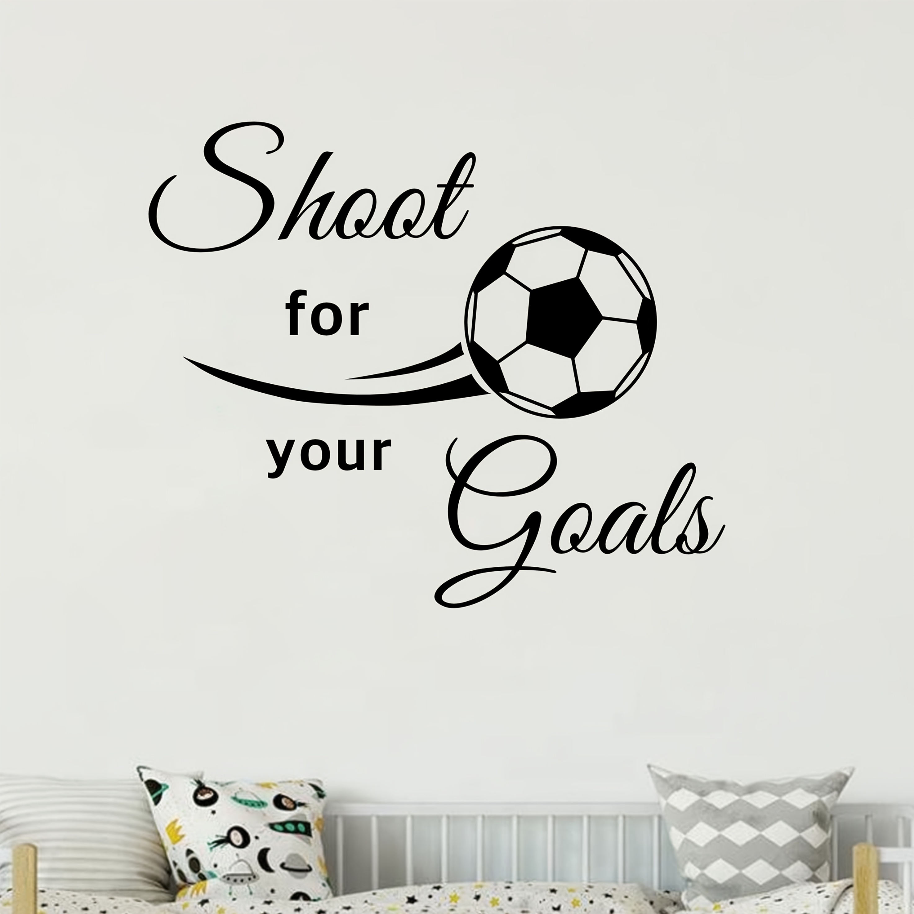 TEMU 1pc Sticker Mural Football Art Vinyle Sport Décalcomanie Murale But Pour Les Buts Sticker Mural pour Chambre Salon Salle de Jeux Décoration
