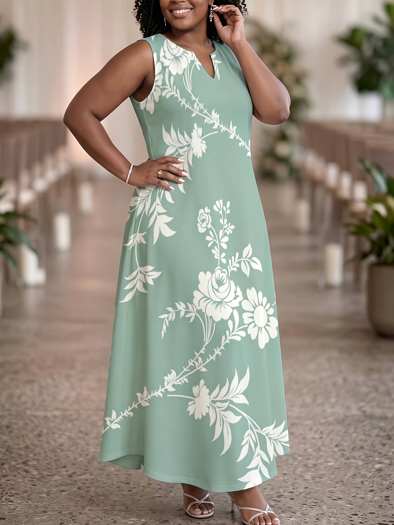 sage green wedding guest dress plus size sold on Temu United States Deep V Dress