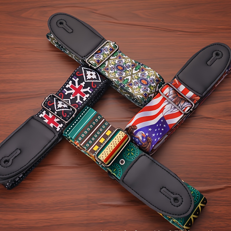 

Guitar Strap For Electric & Bass Guitars - Adjustable, Breathable Fabric, Options: White/red/blue/black - Instrument Accessory