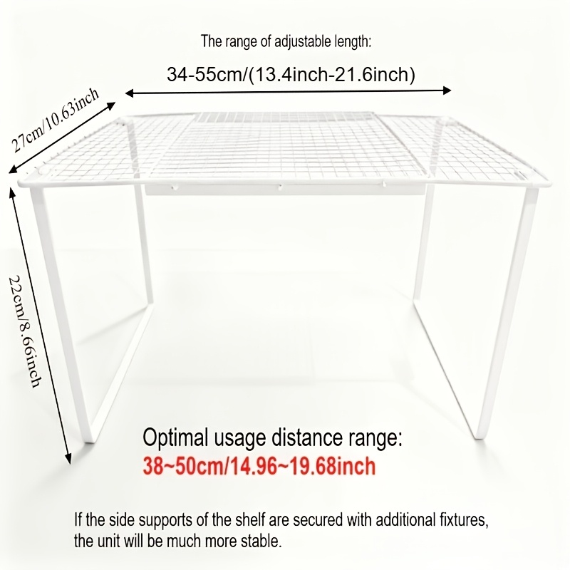 TEMU 1pc Extendable Wardrobe Shelf, Heavy-duty Metal Construction, Height-adjustable To Fit Multiple Cabinets, Vertical Storage Space - A Practical