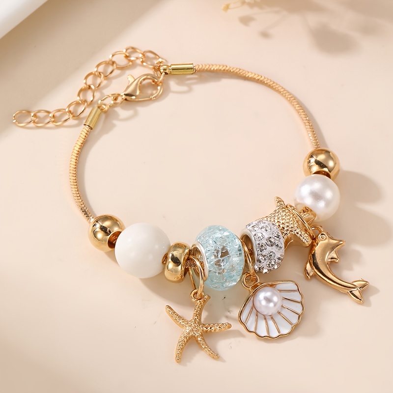 TEMU 1pc Brazalete de Cuentas de Moda para Chicas con , Pulsera, , , Colgante de Fresa, Joyería de , Regalo