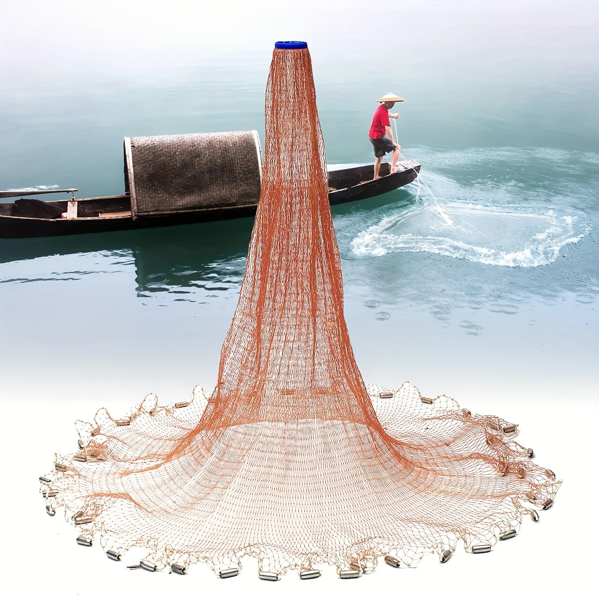 

Fishing Nets Strong Nylon Mesh Wire Net Dia. 2.4m 3.6m 4.8m Throw Net For Fishing Trap With Sinker, Fishing Gear And Equipment