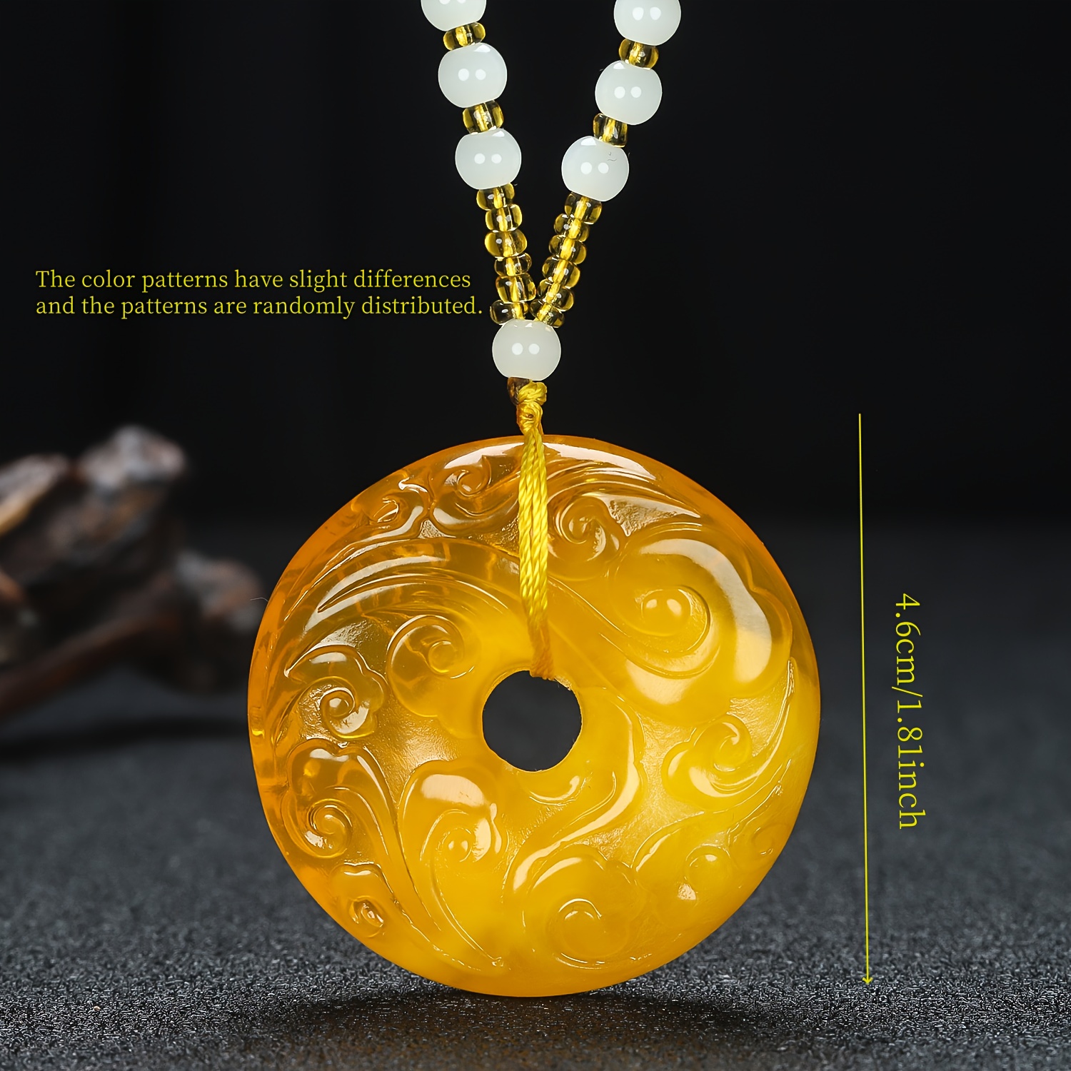Elegant Men's Chinese Cloud Pendant Necklace with Golden Chain