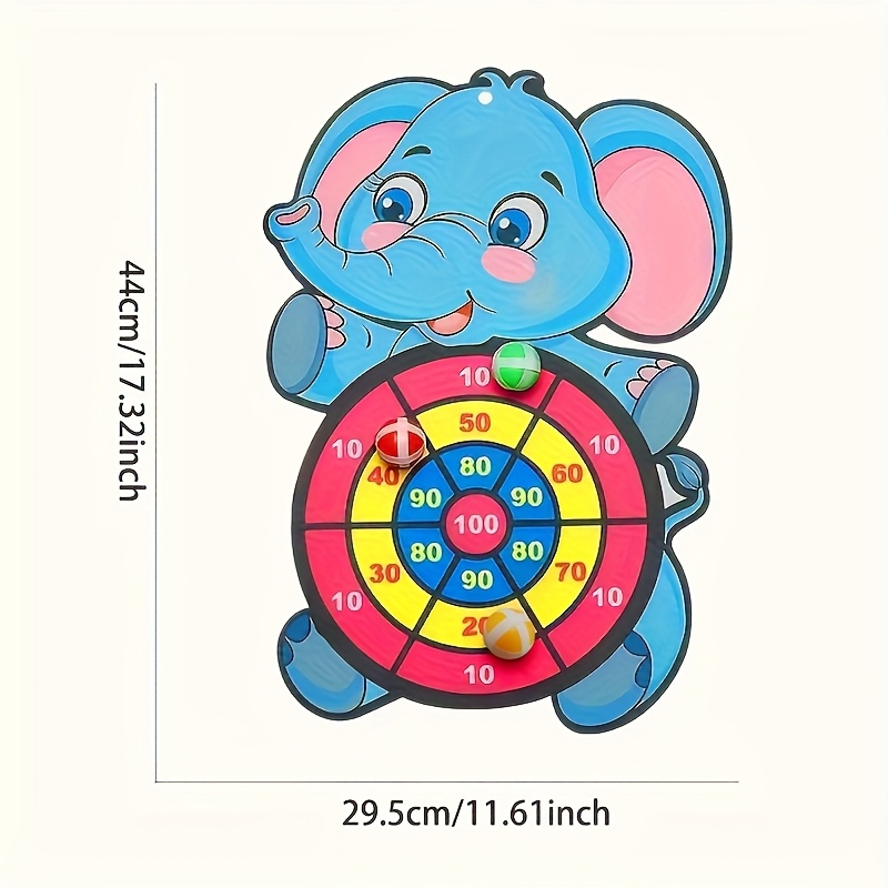 Elephant Sticky Ball Dart Board Cartoon Pattern Ball Toys Parent-child Interaction Throwing Ball, Indoor Outdoor Safe Classic Dart Board Game For Kids