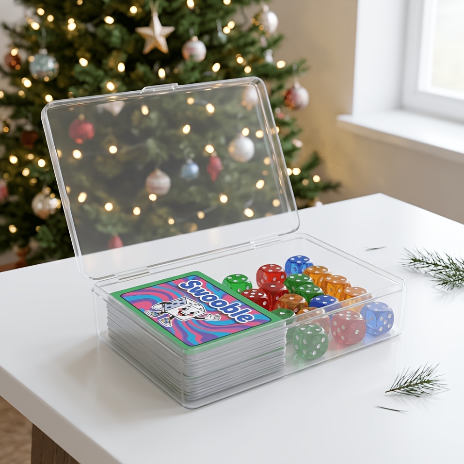 TEMU Swooble - Fast- Card Dice Game Set, Includes 20pcs Colored Dice And 50pcs Cards, Suitable For Family Gatherings, Corporate Team Building, '