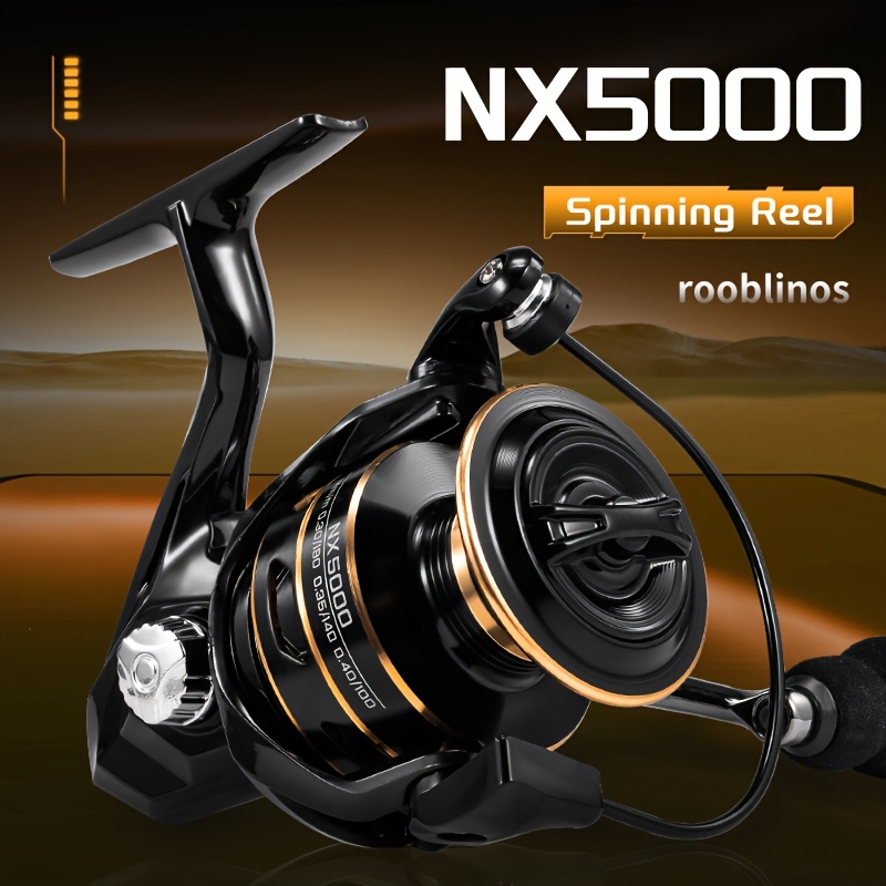 

1 Rooblinos Nx Reel - High-strength, Pa Body & Eva Handle, Sleek Black & With 5.2:1 Gear & Powerful Braking Force, Ideal For Freshwater & Saltwater Fishing