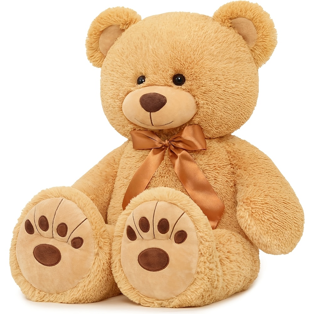 Image of Morismos Bear Stuffed Animal, Big Teddy Bear Life Size, 36in Large Bear For Baby Shower, Boys, Girls