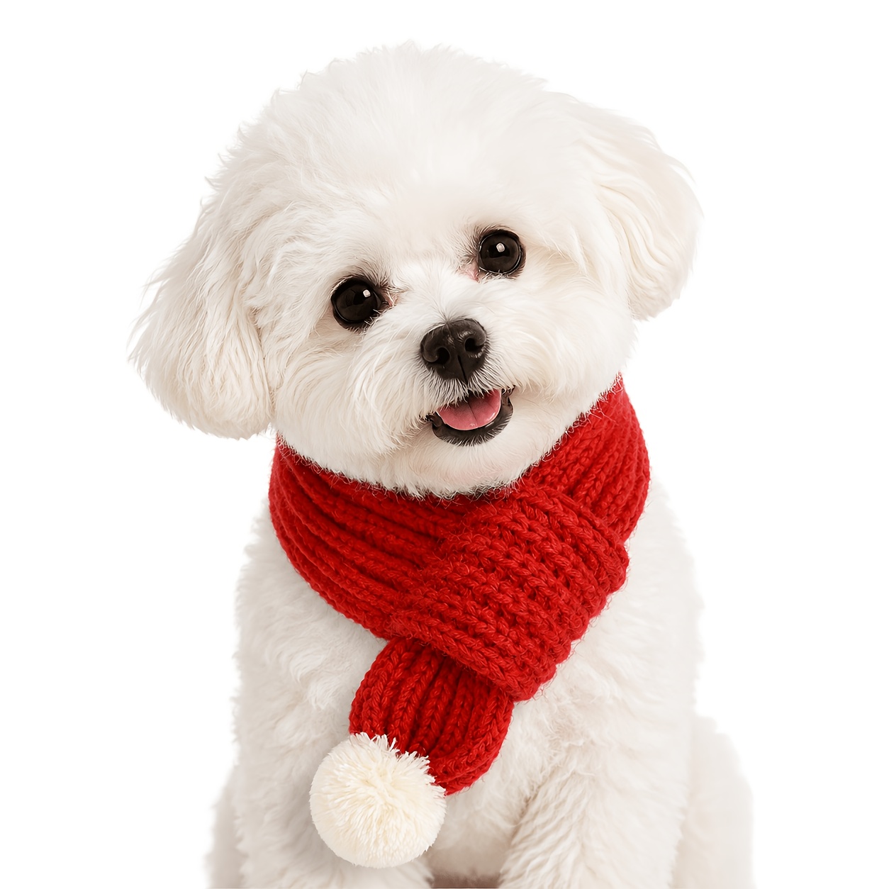 TEMU para perro, tamaño pequeño, y grande, bufanda de invierno tejida para mascotas con lindo pompon, abrigador y para cachorros, gatos, adornos