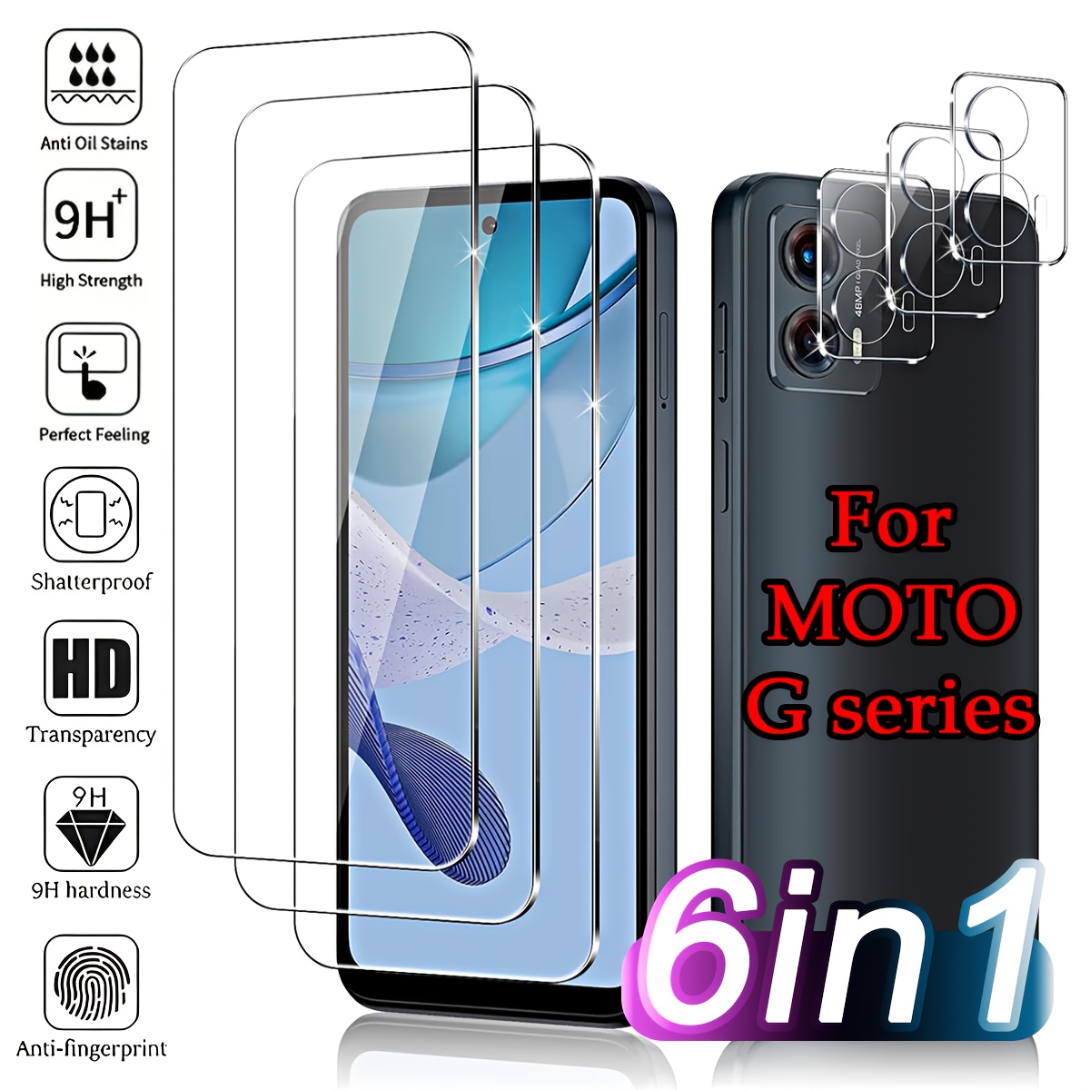AYSOW 3 Pellicole In Vetro Temperato Per MOTOROLA MOTO G9 POWER – Durezza 9H, Anti-impronta, HD, Confezione Con Kit Di Installazione
