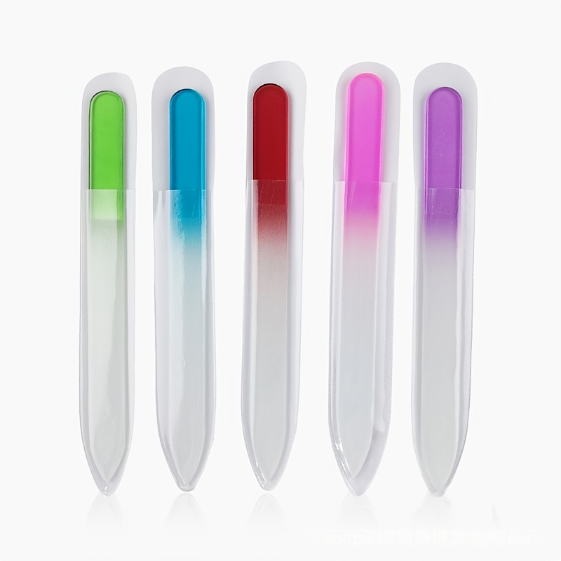 Image of 5pcs Nail File Set, Nail Cleaning Tools, Waterproof Nail Buffers, Unscented Care For Women, Rainbow Gradient Colors, Suitable For Natural Nails