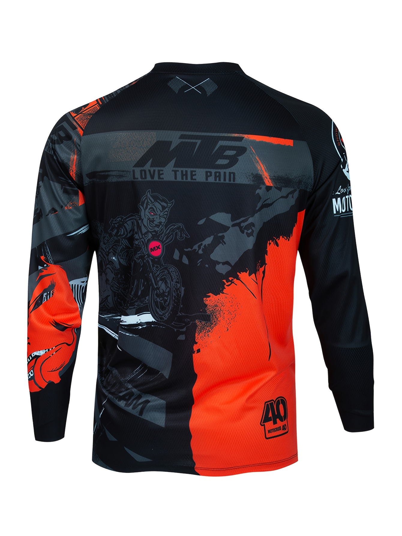 *'S Downhill Jersey Polera MTB Racing Long Sleeve T-Shirt V-Neck, Raglan  Sleeves Graphic Print with &*;MB&*; Design Mountain Bike