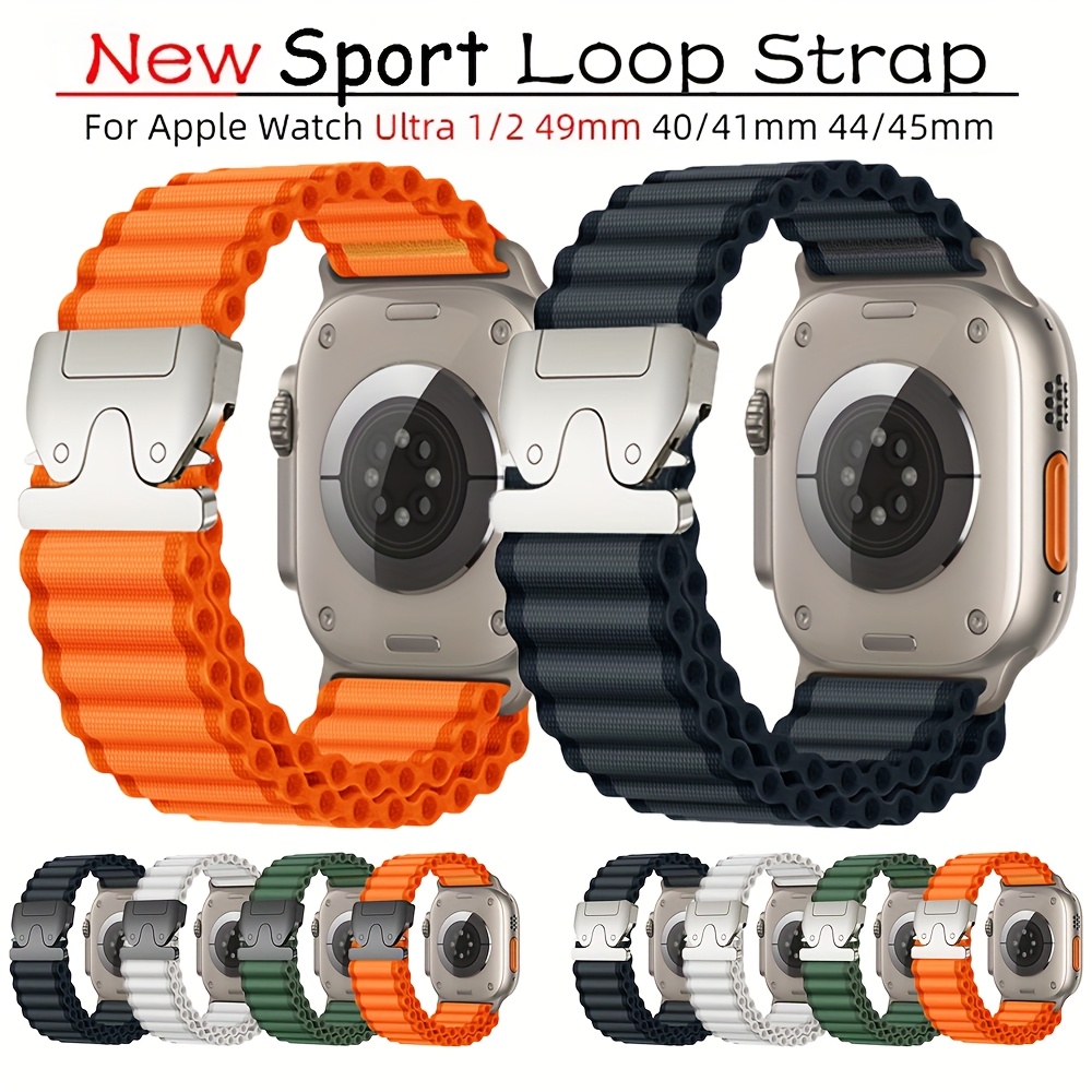 wristbands that fit the   watch in sizes 49mm 46mm 45mm 44mm 42mm 38mm 40mm and 41mm including a soft silicone parachute   replacement loop compatible with iwatch ultra   10   6 5 4  