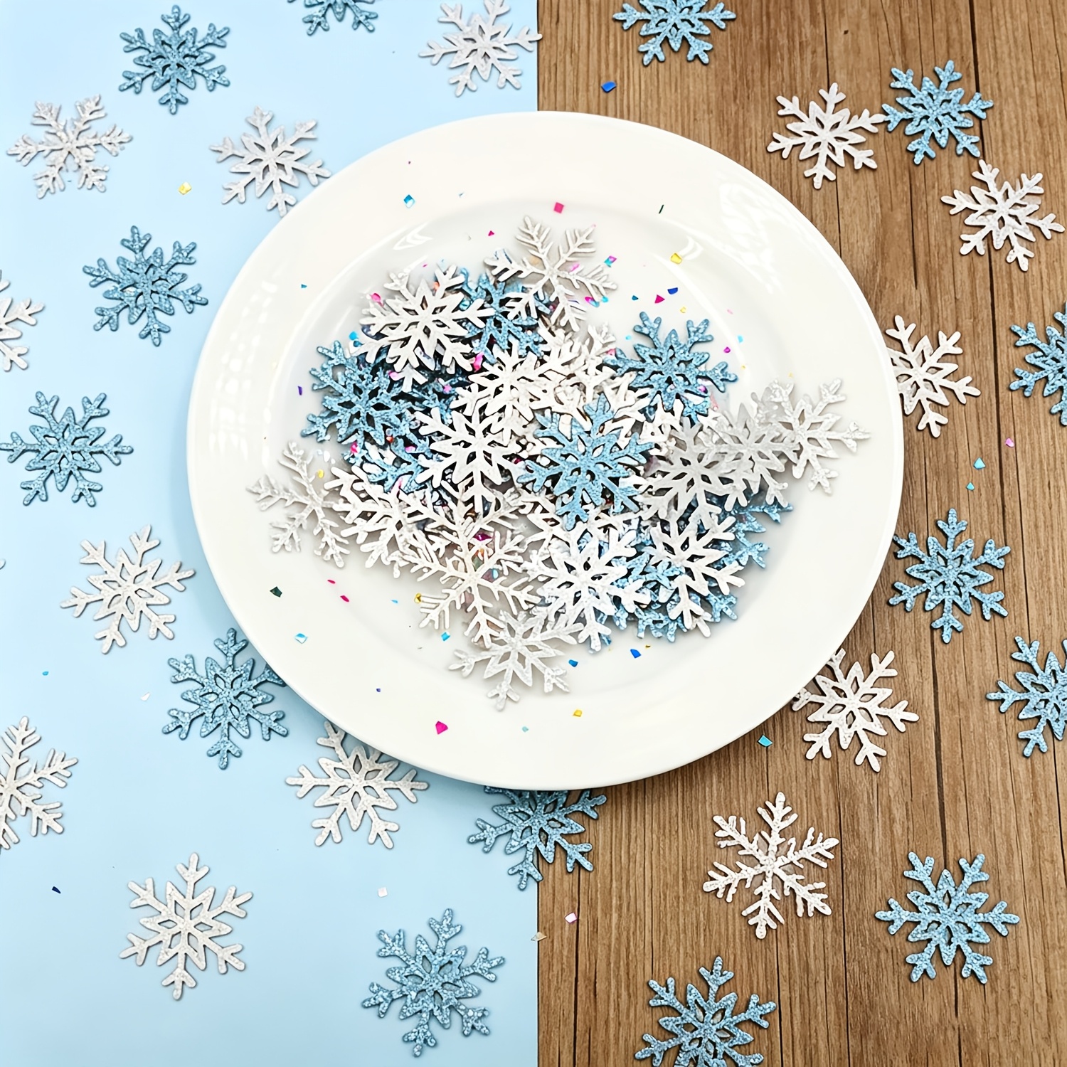 TEMU 60 pièces de de neige pailletés argentés et de couleurs mélangées, adaptés pour Noël, le Nouvel An, d'hiver, les fêtes sur le thème de et de ,