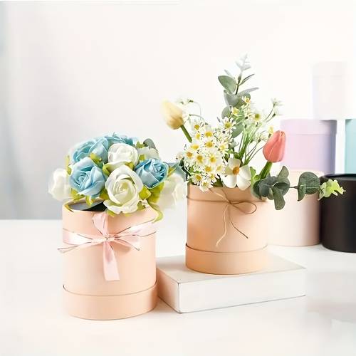 6 pack round paper floral gift boxes craft storage design ideal for valentines day christmas halloween easter portable and non waterproof decorations crafts cosmetics