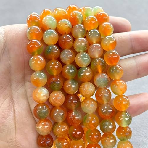 item picture smooth orange green chalcedony beads accessory bracelet crafting materials 4 6 8 10 12mm suitable for handmade diy bracelets necklaces earrings gifts for men and women craft supplies for craft enthusiasts