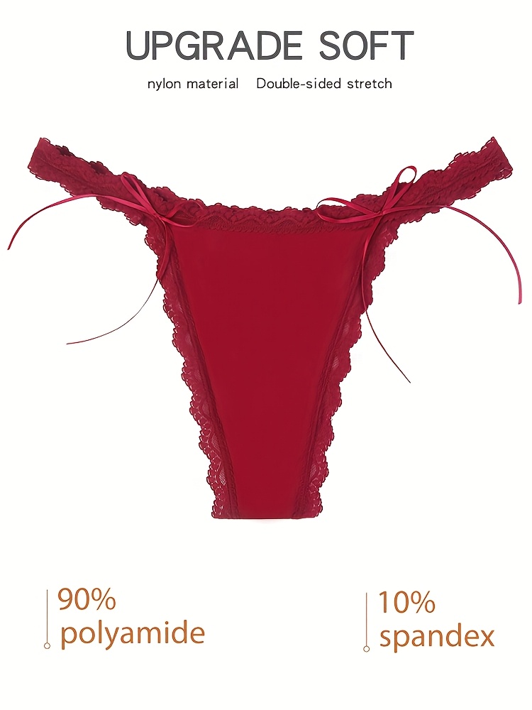Antler Sexy Bow Lace Thongs for Women Cute Underwear Low Waist Thong Ladies Underpanties Women Wife Girlfriend Gifts