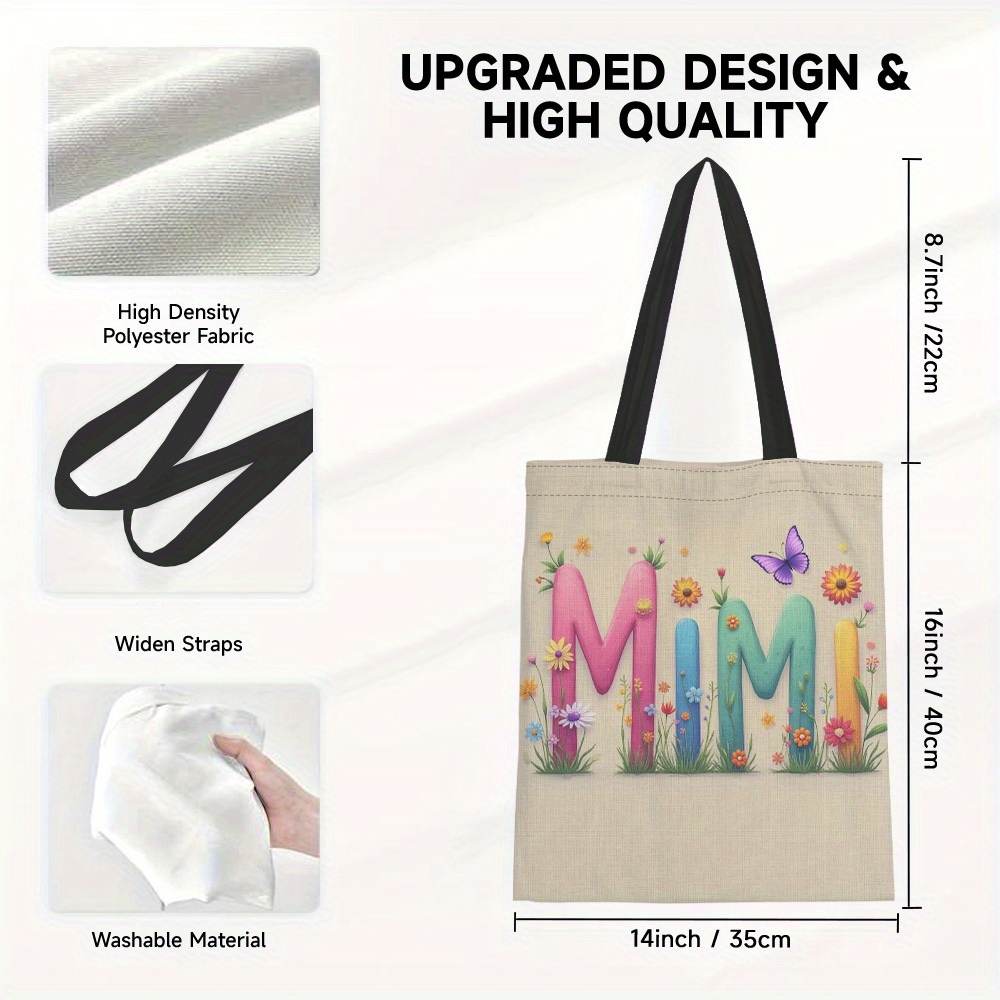 TEMU 1pc, Letter Print Tote Bag, Large Capacity Gift Bag, Fashion Handbag For Work School, Suitable For Work, School, Shopping, And Travel, For