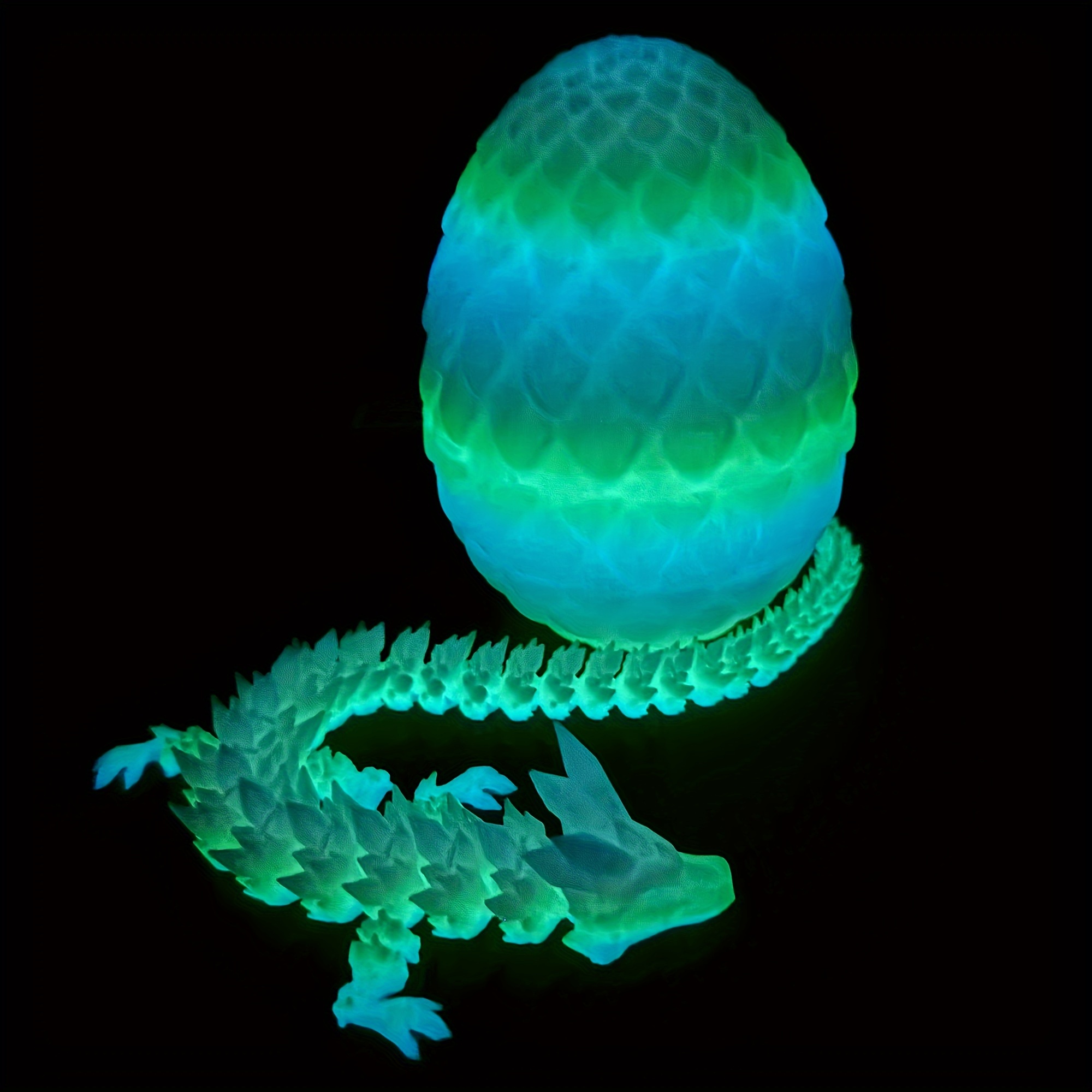 

Glow-in-the-dark Rainbow Dragon Egg With 3d Printed Dragon Inside - Flexible Joints, Customizable Shape, Relax Collectible For 14+ Years